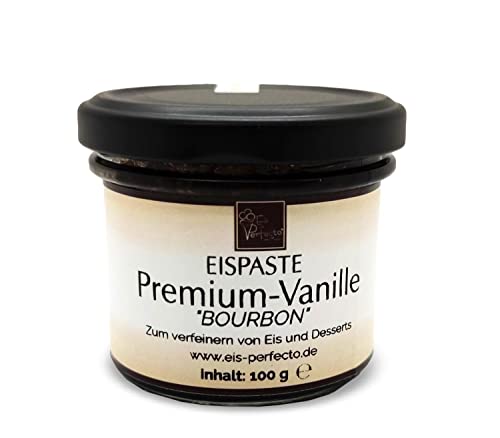 Premium-Bourbon-Vanille-Paste » Keine künstlichen Aromen » Zum Verfeinern von aromatischem Eis, Desserts, Getränke, Pralinen Torten und vielem mehr » Inhalt 100 g von Eis Perfecto
