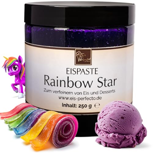 Rainbow Star Eispaste │ Geschmackskomposition aus sauren Fruchtgummis, │ MEGA GESCHMACK │ Pimpe deine Eis, Desserts, Getränke uvm mit einer extra Portion Geschmack auf │ Inhalt 250 g von Eis Perfecto