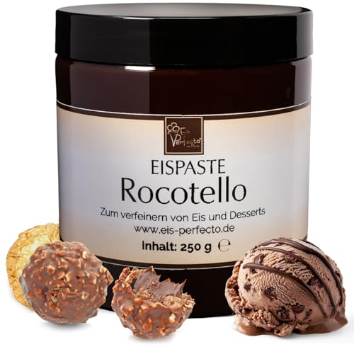 Rocotello Eispaste │ mit authentischen Haselnussstücken │ MEGA GESCHMACK │ Pimpe deine Eis, Desserts, Getränke uvm mit einer extra Portion Geschmack auf │ Inhalt 250 g von Eis Perfecto