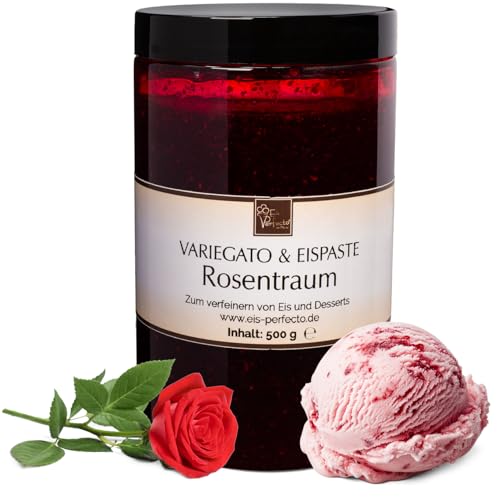 Rosentraum 2-in-1 Eispaste & Variegato │ MEGA GESCHMACK│ Veredele spielend leicht dein Eis, deine Desserts und Getränke uvm. in leckere Köstlichkeiten│Inhalt 500 g von Eis Perfecto