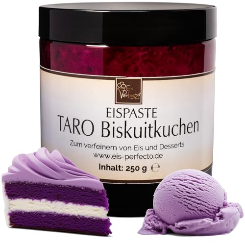 Taro Biskuitkuchen Eispaste │ fliederfarbenes Eisvergnügen │ MEGA GESCHMACK │ Pimpe deine Eis, Desserts, Getränke uvm mit einer extra Portion Geschmack auf │ Inhalt 250 g von Eis Perfecto