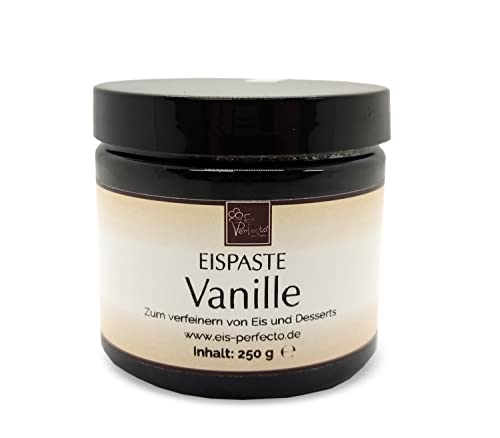 Vanille Eispaste zum Verfeinern von leckerem Eis, Desserts, Getränke, Pralinen Torten und vielem mehr – ohne künstliches Vanille - Aroma - Inhalt 250 g von Eis Perfecto
