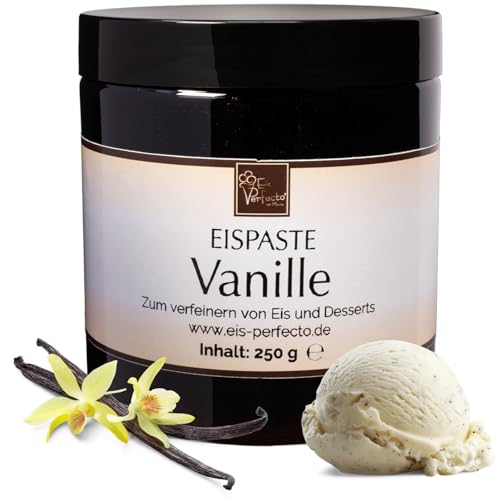 Vanille Eispaste zum Verfeinern von leckerem Eis, Desserts, Getränke, Pralinen Torten und vielem mehr – ohne künstliches Vanille - Aroma - Inhalt 250 g von Eis Perfecto