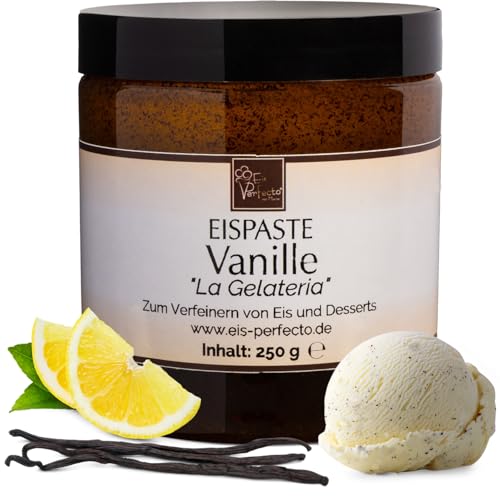 Vanille „La Gelateria“ Eispaste für köstliches aromatisches Eis » Auch zum Verfeinern von leckeren Desserts, Getränke, Pralinen Torten und vielem mehr » Inhalt 150 g von Eis Perfecto