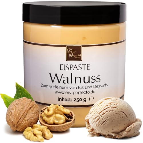 Walnuss-Eispaste » ohne künstliche Aromastoffe » 100% Walnuss » zum Verfeinern von leckerem Eis, Desserts, Getränke, Pralinen Torten und vielem mehr. Inhalt 250 g von Eis Perfecto