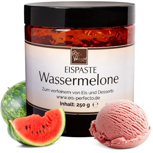 Wassermelone-Eispaste für fruchtiges aromatisches Eis » OHNE KÜNSTLICHE AROMASTOFFE » Auch zum Verfeinern von leckeren Desserts, Getränke und vielem mehr »Inhalt 250 g von Eis Perfecto