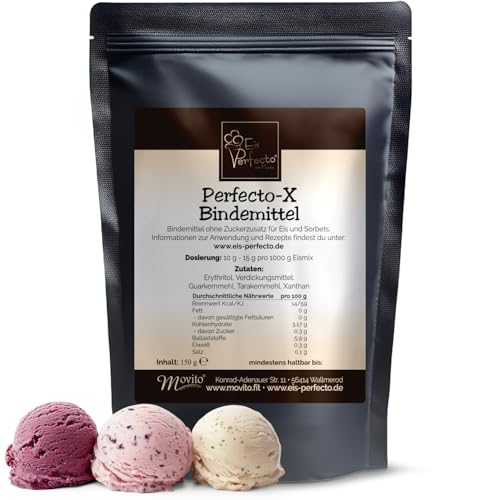 X-Bindemittel-Perfecto für Eis Zuckerfrei für besonders cremiges und leckeres selbstgemachtes Speiseeis & Sorbets OHNE ZUCKER │Natürliche Zutaten │Inhalt: 150 g von Eis Perfecto