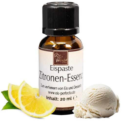 Zitronen-Essenz-Eispaste perfekt für fruchtiges aromatisches Eis » Auch zum Verfeinern von leckeren Desserts, Pralinen Torten und vielem mehr » Inhalt 20 ml von Eis Perfecto