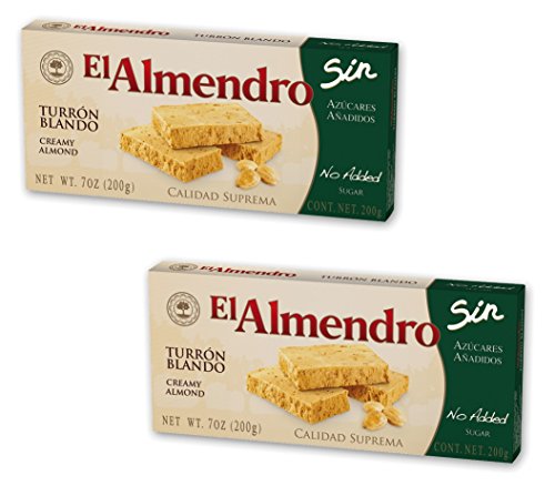 El Almendro - Das paket enthält 2 Turron blandos sin azúcar añadido - Weicher Nougat ohne Zuckerzusatz 200gr Höchste Qualität von El Almendro