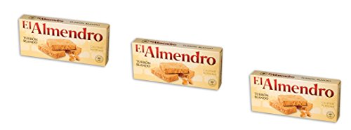 El Almendro -Turron Blando – Das Packet enthält 3 Nougat mit gerösteten Mandel und Honig - Höchste Qualität - 200gr (Kein Gluten) - Spanisch nougat / Spanisch turron von El Almendro