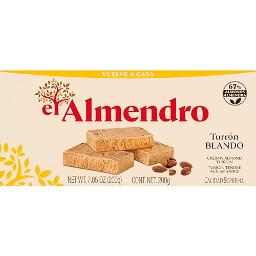 El Almendro -Turron Blando – Nougat mit gerösteten Mandel und Honig - Höchste Qualität - 200gr (Kein Gluten) - Spanisch nougat / Spanisch turron von El Almendro