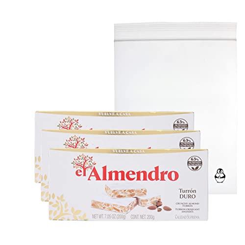 El Almendro Turron Crunchy Nougat – (3er-Pack) mit Schnellaufbewahrungstasche von El Almendro