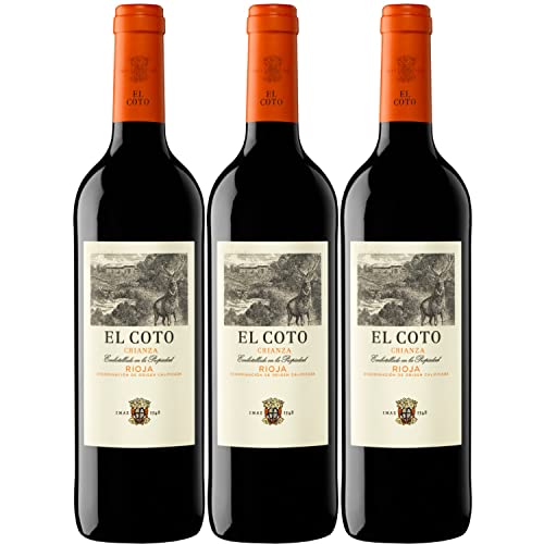 El Coto Tinto Crianza Rioja DOCa Tempranillo Trocken Spanien Inkl. FeinWert E-Book (3 x 0,75l) von El Coto