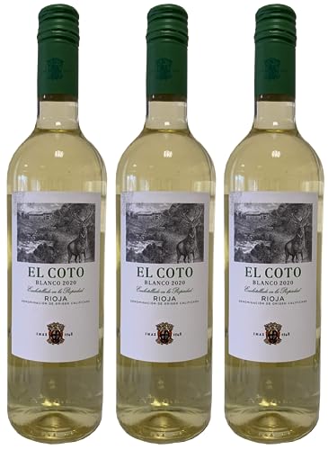 El Coto blanco Rioja DOCa Viura Weißwein Wein Trocken Spanien I FeinWert Paket (3 x 0,75l) von El Coto