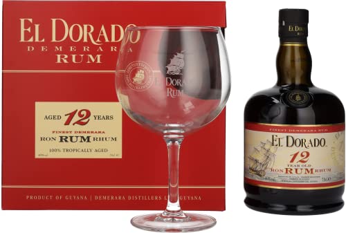 El Dorado 12 Years Old mit Geschenkverpackung mit 1 Glas Rum (1 x 0.7 l) von El Dorado