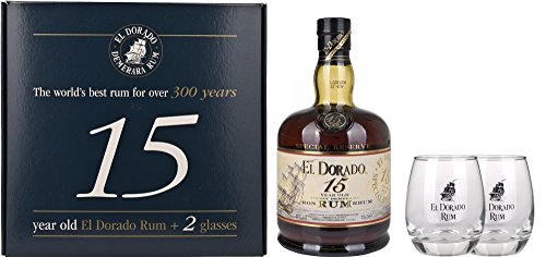 El Dorado Special Reserve 15 Years Old mit Geschenkverpackung mit 2 Gläsern Rum (1 x 0.7 l) von El Dorado