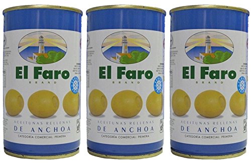 El Faro - Spanischen Oliven mit Sardellen gefüllt 150 gr. - [Pack 3] von El Faro