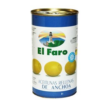 El Faro - Spanischen Oliven mit Sardellen gefüllt 600 gr. von El Faro