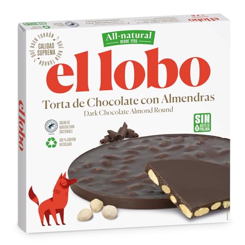 EL Lobo - Naturbelassener dunkler Schokoladenkuchen mit Mandeln, knusprige Textur, Spitzenqualität, handgemacht, traditionelles Rezept, ohne Palmöl, 200 Gramm EL Lobo - Naturbelassener dunkler Schokoladenkuchen mit Mandeln, knusprige Textur, Spitzenqualität, handgemacht, traditionelles Rezept, ohne Palmöl, 200 Gramm von El Lobo