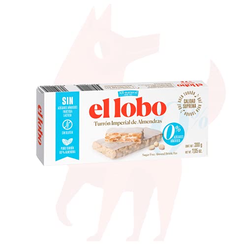El Lobo – Almond Brittle Bar No Sugar Added 200g | Hergestellt aus Mandeln und Eiweiß | Knusprige Textur | Typische Weihnachtssüßigkeit, höchste Qualität, 0 % Zucker, glutenfrei, traditionell von El Lobo