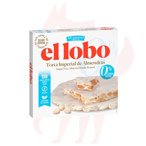 El Lobo – Almond Soft Bar No Sugar Added 200g | Hergestellt aus Mandeln und Eiweiß | Knusprige Textur | Typische Weihnachtssüßigkeit, 0% Zucker glutenfrei | Traditioneller Turrón-Kuchen von El Lobo