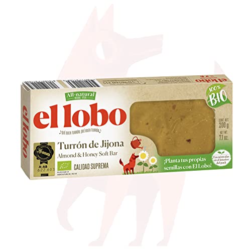 EL LOBO | Turrón aus Jijona 100 % BIO 200 g| „All Natural“ | Umweltfreundlich | Glutenfrei | Höchste Qualität von El Lobo