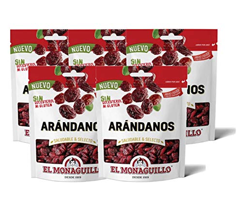 Getrocknete Cranberrys 5x 110g aus Kanada - natürliche Premium Qualität - glutenfrei - ungeschwefelt - vegan - wiederverschließbare Verpackung von El Monaguillo