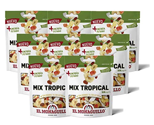 Getrocknete Tropenfrüchte im Mix 8x 110g - natürliche Premium Qualität - 5 verschiedene getrocknete Früchte - glutenfrei - vegan - wiederverschließbare Verpackung -110 g von El Monaguillo