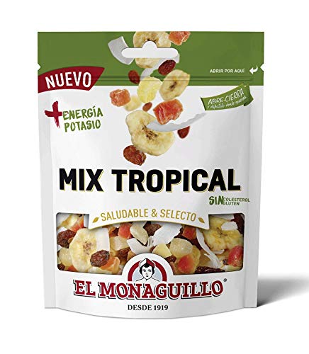 Getrocknete Tropenfrüchte im Mix - natürliche Premium Qualität - 5 verschiedene getrocknete Früchte - glutenfrei - vegan - wiederverschließbare Verpackung -110 g, Menge:1 Stück von El Monaguillo