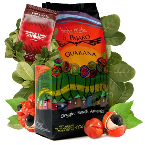 El Pajaro Guarana' 1000g | Starker, Paraguayischer Mate-Tee | mit Catuava, Guarana Pulver, Limett, Mate Tee sehr reich an Koffein, Hohe Qualität, Extra starke Stimulation, Erfrischender Mate Tee von El Pajaro