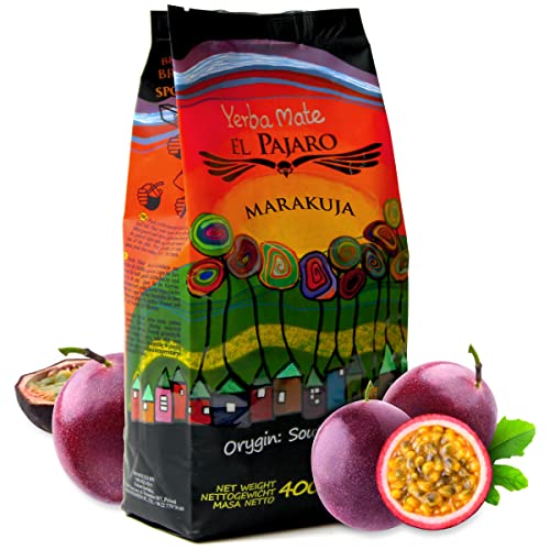 Yerba Mate Tee El Pajaro | PASSIONSFRUCHT | Mate-Tee mit Passionsfrucht | Yerba mate-tee mit Frucht und Kräuter | Starke Stimulation, Hohe Qualität | Yerba Mate Tee loose leaf 400g von El Pajaro