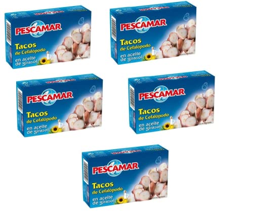 Elazvibes - 5er Pack Köstliche Kopffüßer Pulpo Stücke – Oktopus Eingelegt in Sonnenblumenöl nach Mediterraner Spanischer Art – Tintenfisch, Calamares, Feinkost für Salat, Antipasti, Pasta & Sandwiches Elazvibes - 5er Pack Köstliche Kopffüßer Pulpo Stücke – Oktopus Eingelegt in Sonnenblumenöl nach Mediterraner Spanischer Art – Tintenfisch, Calamares, Feinkost für Salat, Antipasti, Pasta & Sandwiches von Elazvibes