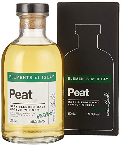 Elements of Islay | Peat | Islay Blendes Malt Scotch Whisky | 500 ml | 59,3% Vol. | Getrocknete Früchte & würziger Torf | Ohne künstliche Farbstoffe | In Fassstärke abgefüllt von Elements of Islay
