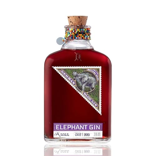 Elephant Sloe Gin mit Maasai Glasperlen - Leicht süß und feinfruchtig - Perfekt pur auf Eis, als Gin & Tonic und als Cocktail-Mixer für Negroni -35% vol., 500ml von Elephant Gin