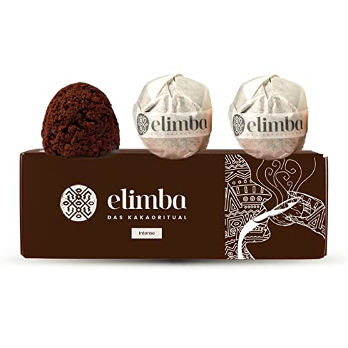 Elimba Kakao Kugeln Intense (3er Pack) - [Das Original] - Bekannt aus der Gründer Show von VOX - 100% BIO & vegan - Premium Criollo-Rohkakao Trinkschokolade mit min. 50% Kakaoanteil von Elimba