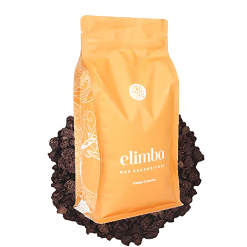 Elimba Barista Kakaogranulat Orange-Kurkuma (500 g) - [Das Original] - Bekannt aus der Gründer Show von VOX - 100% BIO & vegan - Premium Criollo Rohkakao Trinkschokolade mit min. 50% Kakaoanteil von Elimba