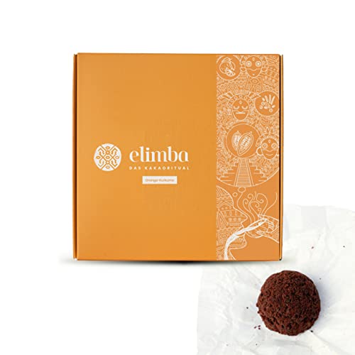 Elimba Bio Kakao Kugeln, orange-Kurkuma (9er Pack) - heiße Schokolade 100% vegan - Premium Criollo-Rohkakao Trinkschokolade mit min. 50% Kakaoanteil, zeremonieller Kakao von Elimba