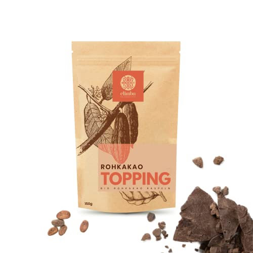 Elimba Bio Rohkakao Topping 150g, 100% vegan - Premium Criollo-Rohkakao Raspeln mit 100% Kakaoanteil. Zeremonieller Kakao perfekt für Müsli und Bowls von Elimba