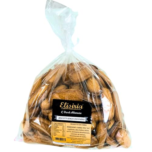 Elisiria - Handwerkliche Kekse ohne Zucker, getrocknete Kekse für Frühstück und Snacks, 1 kg, hergestellt in Italien von Elisiria MADE IN ITALY