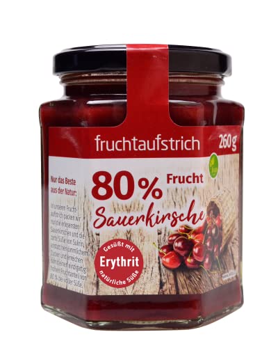 Fruchtaufstrich Sauerkirsche ohne Zuckerzusatz mind. 80% Fruchtanteil gesüßt mit Erythrit und Stevia (260g) (1x260g) von Elito