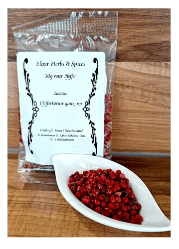 30g Rosa Beeren Pfeffer Feine Gewürze von Elixir Herbs & Spices auf Kreta verschiedene Sorten zur Wahl (30g roter Pfeffer/Rosa Beeren #63) von Elixir Herbs & Spices