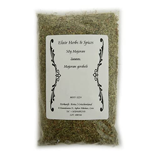 50g griechischer Majoran von Elixir Herbs & Spices auf Kreta feine Gewürze und Kräuter (50g Majoran #16) von Elixir Herbs & Spices