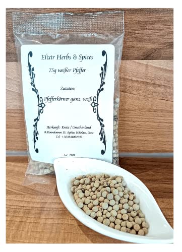 75g weisser Pfeffer Feine Gewürze von Elixir Herbs & Spices auf Kreta verschiedene Sorten zur Wahl (75g weißer Pfeffer #61) von Elixir Herbs & Spices