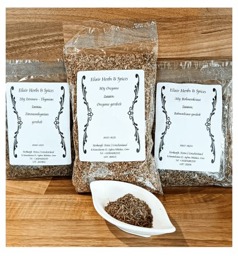 Griechische Gewürzsets Geschenkset ausgewählte Kräuter und Gewürze von Elixir Herbs & Spices auf Kreta (20g Zitr. Thymiam 80g Oregano 30g Bohnenkr. #51) von Elixir Herbs & Spices