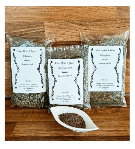 Griechische Gewürzsets Geschenkset ausgewählte Kräuter und Gewürze von Elixir Herbs & Spices auf Kreta (70g Rosmarin, 30g Bohnenkraut, 50g Majoran #55) von Elixir Herbs & Spices