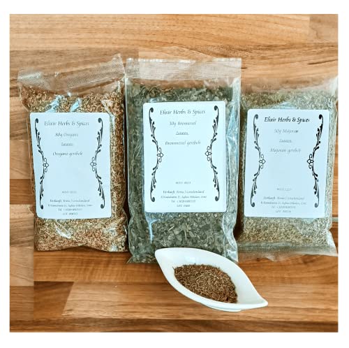 Griechische Gewürzsets Geschenkset ausgewählte Kräuter und Gewürze von Elixir Herbs & Spices auf Kreta (80g Oregano, 30g Brennnessel, 50g Majoran #57) von Elixir Herbs & Spices