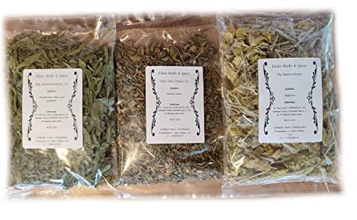 Griechisches Geschenkset drei ausgewählte Tees von Elixir Herbs & Spices auf Kreta 30g Zitronenverbene, 50g Cistus Creticus, 50g Malotira #34 von Elixir Herbs & Spices