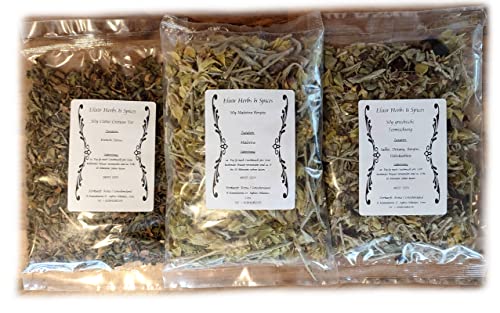 Griechisches Geschenkset drei feine Tees von Elixir Herbs & Spices auf Kreta Cistus Creticus, Malotira Bergtee und kretische Teemischung #31 von Elixir Herbs & Spices