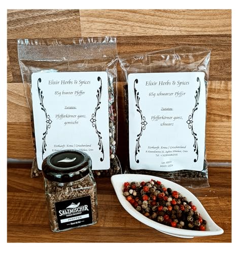 Kulinarisches Geschenkset Gewürzset Geschenkset bunter und schwarzer Pfeffer & Pfeffersalz Elixir Herbs & Spices #93 von Elixir Herbs & Spices