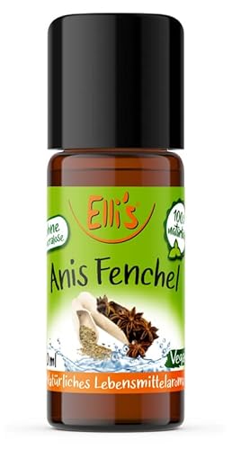 Ellis Aromen Anis Fenchel NATÜRLICHES Lebensmittelaroma | Aromakonzentrat aus 100 % Veganen und Natürlichen Ursprung | Für Speisen & Getränke | 10 ml von Elli´s